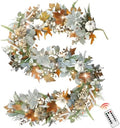 Fall Mantel Garland Decor for Home - 6 Ft Autumn Leaves Table Garlands with Lights Decorations for Thanksgiving and Halloween Leaf Centerpieces for Bedroom Tables Stair Porch Outdoor Farmhouse by NUTIKAS