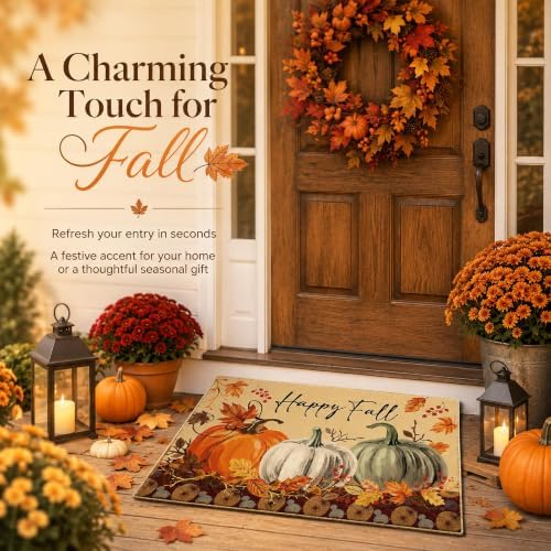 Happy Fall Pumpkin Decorative Front Door Mat, Autumn Maple Leaves - Image 7