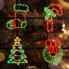 4 Pack Christmas Window Silhouette Lights, Lighted Candy Cane,Christmas Tree,Wreath and Christmas Stocking of Double Sided Decorations with 200 Count Incandescent Mini Light - Image 3