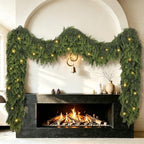 9Ft Christmas Cedar Garland with Lights Christmas Decorations, Real Touch Soft Lush Green Pine Cedar Garland for Mantel Front Door Porch Fireplace Stairs Table Outdoor Indoor Holiday Home Decor by Unknown