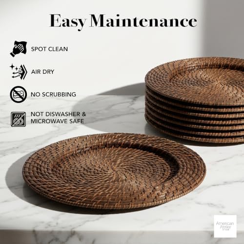 ChargeIt by Jay Rattan Charger Plates Hand Woven Round Brown, 13" - 8 Set - Image 5
