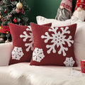 MIULEE Christmas Throw Pillow Covers Burgundy Decorative Snowflake 16x16 by MIULEE