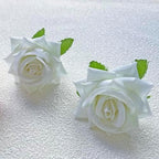 Napkin Rings,48 Pcs Artificial Rose Napkin Holders Flower Napkin Buckles for Wedding Baby Shower Valentine's Party Home Kitchen Dinner Table Decoration (White, Standard Size) - Image 3