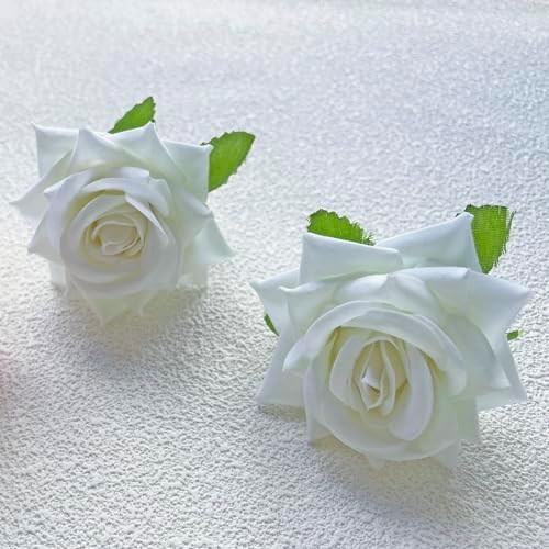 Napkin Rings,48 Pcs Artificial Rose Napkin Holders Flower Napkin Buckles for Wedding Baby Shower Valentine's Party Home Kitchen Dinner Table Decoration (White, Standard Size) - Image 3