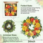 24-Inch Fall Wreaths for Front Door with Hydrangeas Dahlias Daisy Silk Flowers and Berry Greenery for All Seasons Indoor Outdoor Wedding Farmhouse Porch Wall Living Room Home Wedding Decor - Image 5
