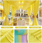 10 Panels 5ft(W) x 20ft(H) Yellow Ceiling Drapes for Wedding Parties - Image 5