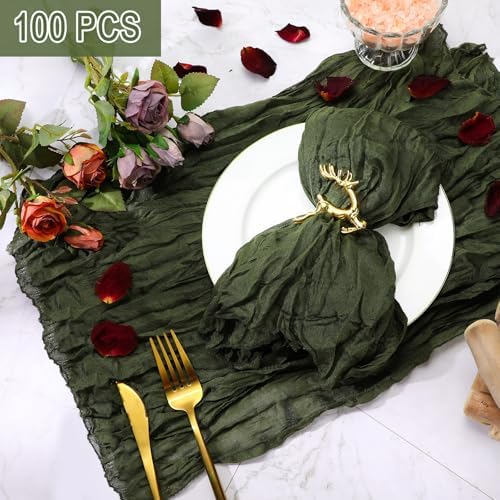 Mixweer 100 Pcs Gauze Cheesecloth Napkins 19.7 x 19.7 Inch, Dark Army Green - Image 3