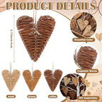 Vercraft 24 Pcs Farmhouse Rustic Heart Christmas Ornaments 3.15'' Rattan - Image 3