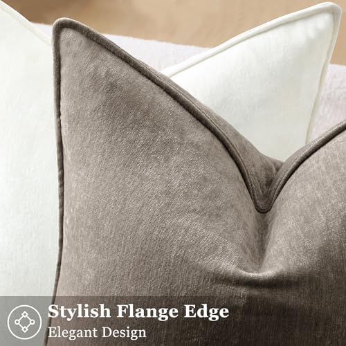 decorUhome Chenille Dark Grey Velvet Throw Pillow Covers 26x26 Set of 2 - Image 2