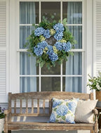BLOSMON Hydrangea Wreaths for Front Door, 26 Inch, Dusty Blue, with Hanger - Image 6