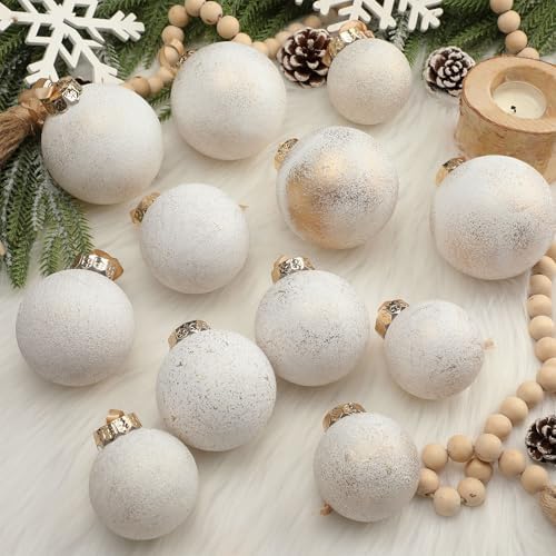 Yunlly 18 Pcs Neutral Christmas Ball Ornaments Ivory Xmas Tree Decor - Image 5