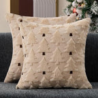 Allorry Christmas Pillow Covers 20x20 inch Set of 2 Christmas Decorations Soft Plush Faux Fur Wool Beige Christmas Tree Throw Pillow Cases Winter Holiday Decor for Sofa Living Room PT-012R20 by Allorry