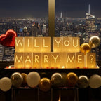 Will You Marry Me Sign - Marry Me Light Up Letters Set with Luminary Paper Bags, LED Tea Light Candles, Red Heart Balloons, Artificial Rose Petals - Proposal and Valentines' Day Decorations by eufony