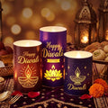 Blosssound 3 Pack Diwali Gifts Glass Flameless Candles Battery Operated by Blosssound