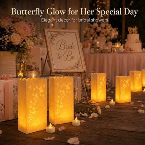 AceList 50 Butterfly Luminary Bags with 50 Flameless LED Tea Lights - Image 2