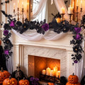 Aneco Artificial Eucalyptus Garland with Flowers 6FT Black Flower Garland Halloween Artificial Rose Floral Vine Garlands for Halloween Wedding Party Backdrop Wall Table Mantle Table Decor by Aneco