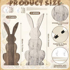 Weysat 2 Pcs 23.6/31.5" H Easter Bunny Welcome Porch Sign Wooden Bunny Standings Porch Decor Large Easter Outdoor Sign Farmhouse Rabbit for Yard Front Door Indoor Outdoor Kitchen Garden - Image 3