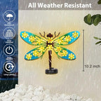 2 Pack Metal Dragonfly Outdoor Wall Decor with 30 Led Solar Lights - Image 3