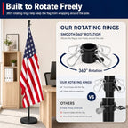 Flag Stand Indoor - 1" Heavy Duty Metal Flag Pole Set with Base,6-8ft Adjustable,Portable & Free Standing for Office,Conference Room,Classroom,Entryway,Outdoor Porch Deck (Black) - Image 4