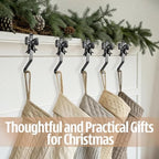 Shimeyao 8 Pcs Black Bow Christmas Stocking Holders, Vintage Mantel Hooks - Image 4