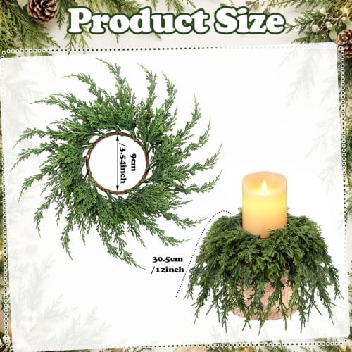 6 Pcs Christmas Draping Wreath Candle Rings, Pine, 3.5 in, Classic - Image 2
