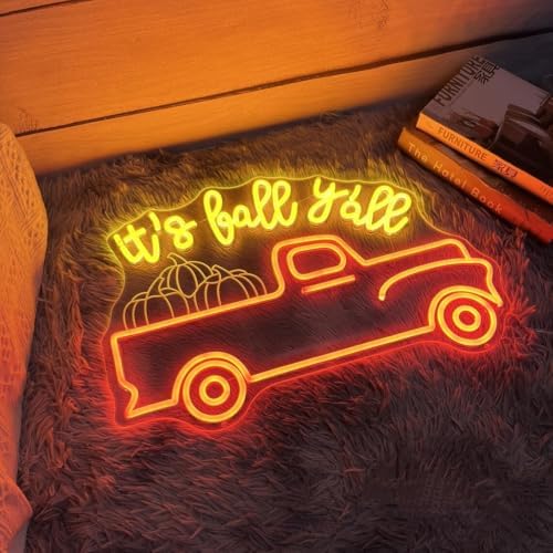 It’s Fall Y’all Pumpkin Truck LED Neon Sign, Dimmable Fall Home Decor Neon Light, Autumn Party Sign Farmhouse Harvest Welcome Door Wall Decor - Image 5