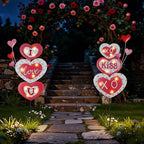 Lewondr Valentine's Day Decorations Outdoor, Metal Solar Pathway Lights by Lewondr