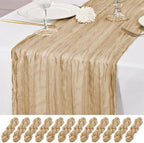 12 Pack Beige Table Runner 10Ft Cheesecloth Table Runner Rustic Gauze Table Runners Romantic Long Sheer Fabric Cheese Cloth Table Runners for Wedding Party Bridal Baby Shower by Lumaycens