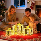 Set of 3 Valentines Day Lighted Gift Boxes,Outdoor Indoor Holiday Decorations,Plug-in 65 LED Light Up Present Boxes for Indoor Outdoor Home Yard Lawn Holiday Wedding Birthday Party Decor - Image 4