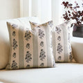 Amor Virisso Floral Throw Pillow Covers 24x24 Set of 2 Block Print Pillow Covers Neutral Floral Striped Farmhouse Decorative Pillow Covers for Sofa Couch Bed, Dusty Green by AffordableFloralPrintMaker