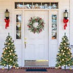 Sggvecsy 21 Inch Artificial Christmas Wreath for Front Door Xmas Red Berry Wreath with Pine Needles Pine Cones Eucalyptus Leaves Christmas Hanging Decorations for Wall Outdoor Home Window Decor - Image 2