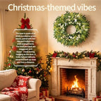 Green Wreath with Berries&Boxwood, Eucalyptus Wreaths for Front Door Artificial Spring Summer Christmas Door Wreath Front Door Wreath Farmhouse Decor for Wall Porch Window(22inch) - Image 4