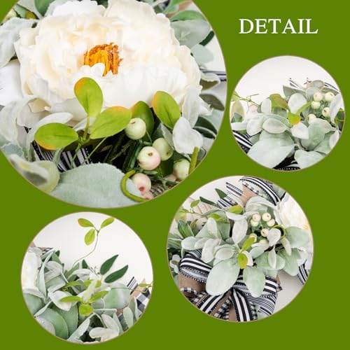 WREATHOME Lambs Ear Wreaths for Farmhouse Front Door Outside Year Round - Image 3