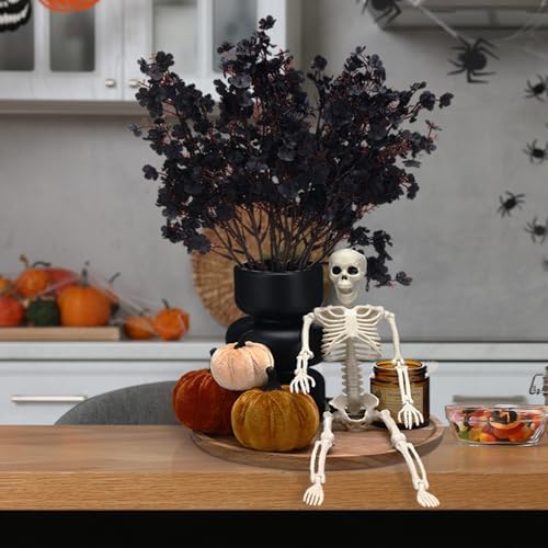 Pinkunn 13 Pcs Halloween Wood Tray Centerpiece Black Vase Skeleton Pumpkin - Image 5