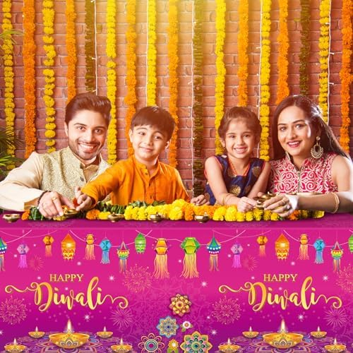 12 Pack Happy Diwali Disposable Tablecloth for Rectangle Tables 54×108 Inch - Image 7