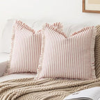 YEENAASY Throw Pillow Covers 16x16 Boho Striped Pillow Cases with Tassel by YEENAASY