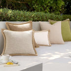 MIULEE Set of 2 Lumbar Linen Burlap Throw Pillow Covers 12x20 Champagne - Image 2