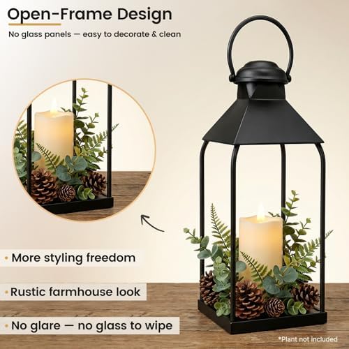 Decorative Metal Lanterns Indoor Outdoor, Set of 3 Outdoor Candle Holder - Image 4