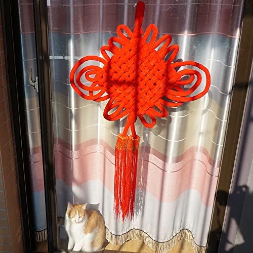1PCS 43Inch Red Flannel Chinese Knot Tassel Chinese New Year Decorations for Wedding Supplies Spring Festival Decorations Mid-Autumn Moon Festival Wedding Party Ornaments, Width -24 Inch - Image 2
