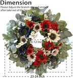WANNA-CUL 24 Inch Patriotic Sunflower Wreath 4th of July Front Door Wreath - Image 2