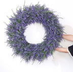 32" Artificial Lavender Eucalyptus Wreath for Front Door Decor(Purple) - Image 4