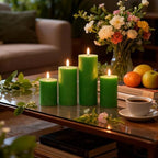 LUSHARBOR Green Flameless Candles, 4 Pack Battery Operated Candles for St. Patrick’s Day, Real Wax LED Fake Candles for Spring Decor Party Centerpiece Green - Image 4