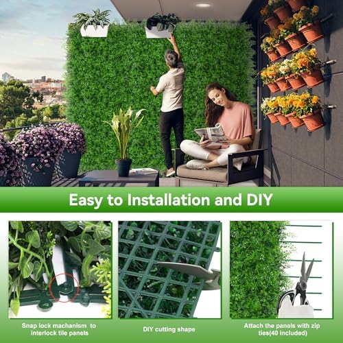 8Pcs Artificial Grass Wall Panels,20"x20" Boxwood Wall Panels - Image 5