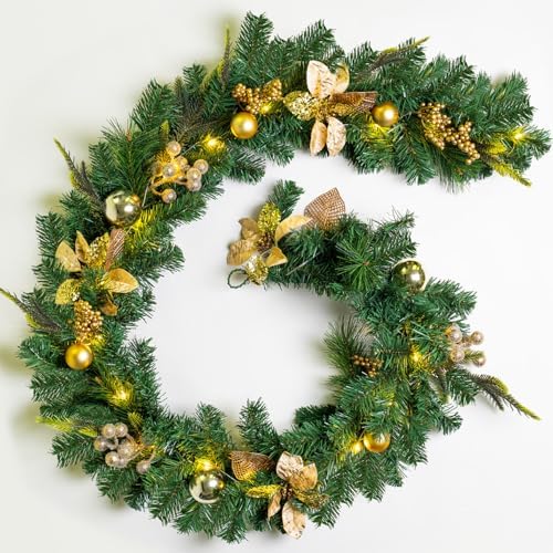 YULETIME 6 Feet Lighted Christmas Garland, Battery Powered 20 Fairy Lights by YULETIME