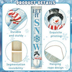 Menkxi Winter Snowman Porch Sign Blue Wooden Door Sign Let It Snow Porch with Snowflake Standing or Hanging Winter Sign for Indoor Outdoor Home Farmhouse Yard Decoration, 8 x 47 Inch - Image 3