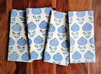 ATOSII Roma Blue 100% Cotton Fall Cloth Designer Dinner Napkins, Handblock Print, Washable Durable Linen for Everyday Use Wedding Parties Outdoors Christmas Thanksgiving I 20 X 20 Inches I Set of 4 by ATOSII