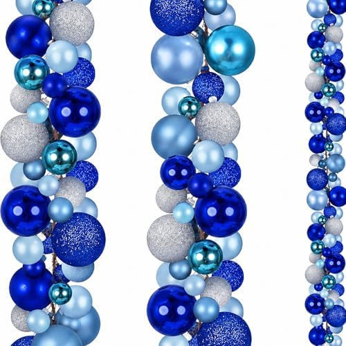 2 Pcs 6 ft Christmas Ball Ornament Garland, Blue,Silver by Yuxung
