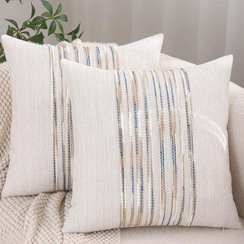 Boho Throw Pillow Covers 18x18 Set of 2 Yellow Blue by Tosleo