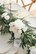 Floroom 6ft Artificial Eucalyptus Garland with Flowers Fake Greenery Faux Floral Vine Garland for Table Decor Wedding Centerpieces Bridal Shower Party Decorations, Ivory White - Image 3