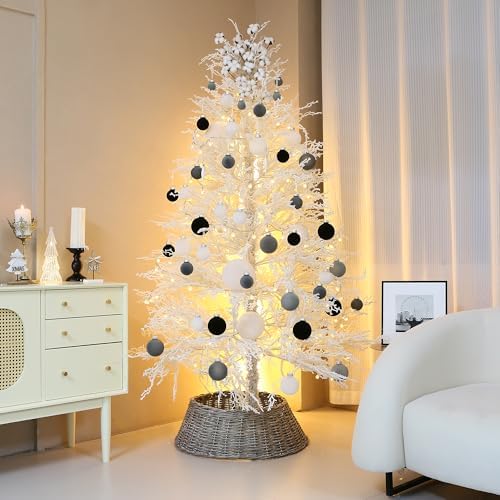 Sea Team 32-Pack Flocked Velvet Christmas Ball Ornaments, Gray - Image 5